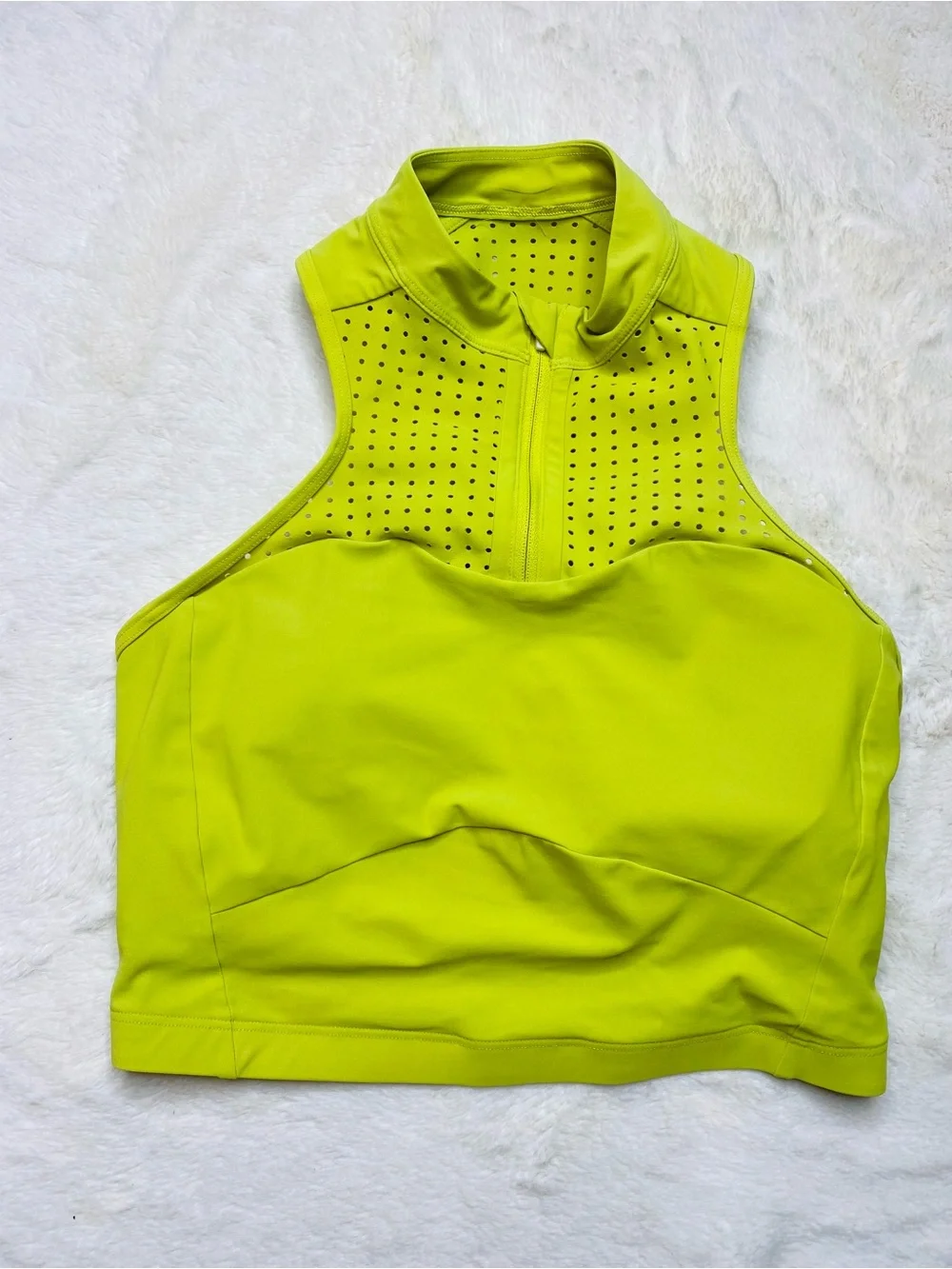 Lululemon Unleash Strength Bra Yellow Serpentine High Neck Zip Size 4